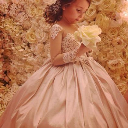 rose pink flower girl dresses