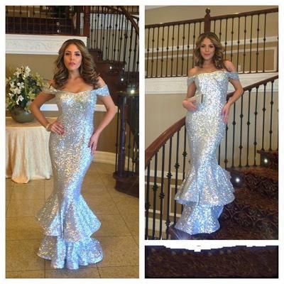 Prom Dresses,Prom Dresses,Silver Sequin Boat Neck Mermaid Formal Evening Dresses 2017 Prom Party Dresses,Mermaid Dresses