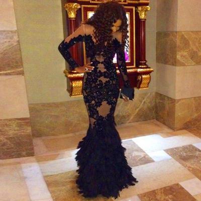 Black Prom Dresses,2017 Prom Dress,Lace Prom Dress,Mermaid Prom Dresses,2017 Formal Gown,Mermaid Evening Gowns,Unique Party Dress,Lace Prom Gown,Long Sleeves Evening Gowns