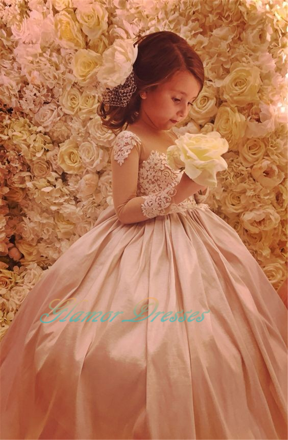 rose pink flower girl dresses