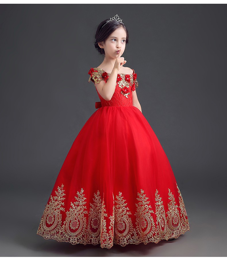 flower girl dresses red and gold