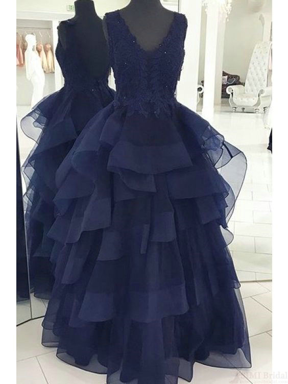 navy blue tiered dress