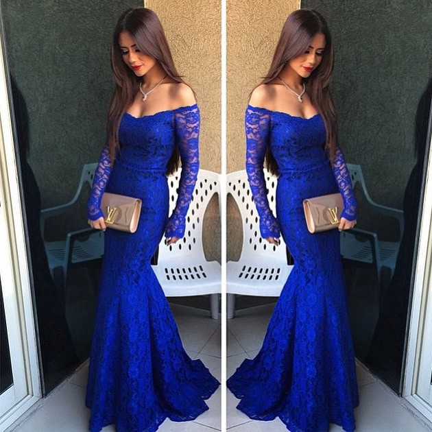 Royal Blue Evening Gown With Sleeves ...