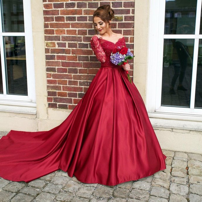 dark red prom dresses