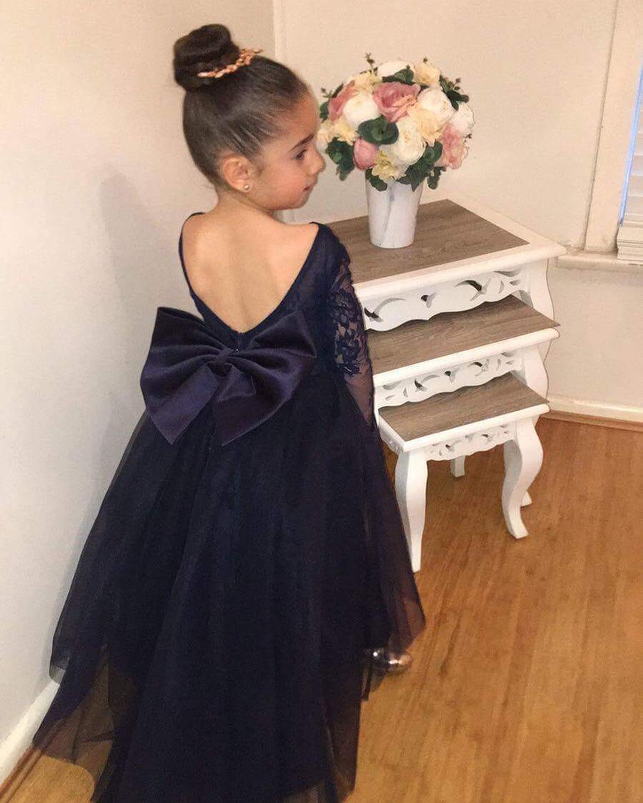 navy flower girl dress