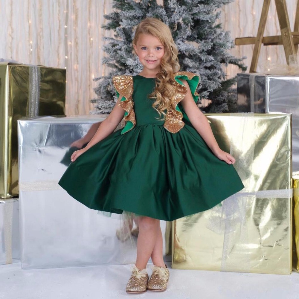 girls green christmas dress