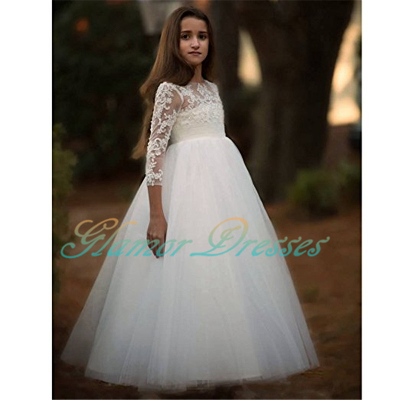 Girls White Empire Dress