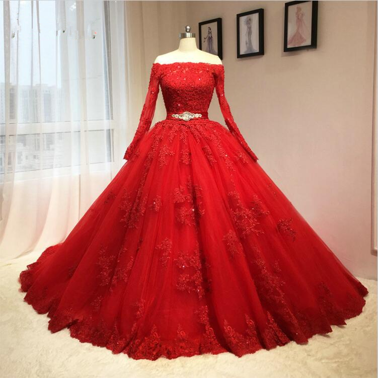 fancy red dress with sleeves