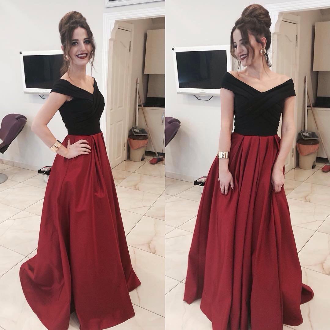 black and red evening dress