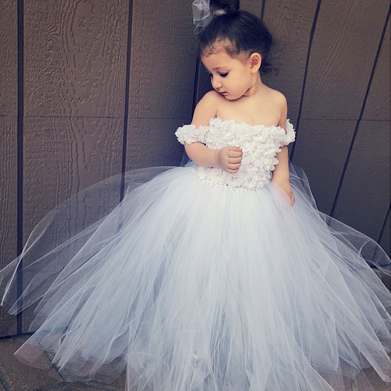 all white flower girl dresses