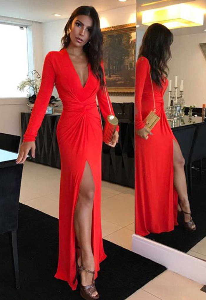 red dress with leg split