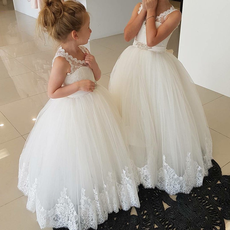 lace back flower girl dress