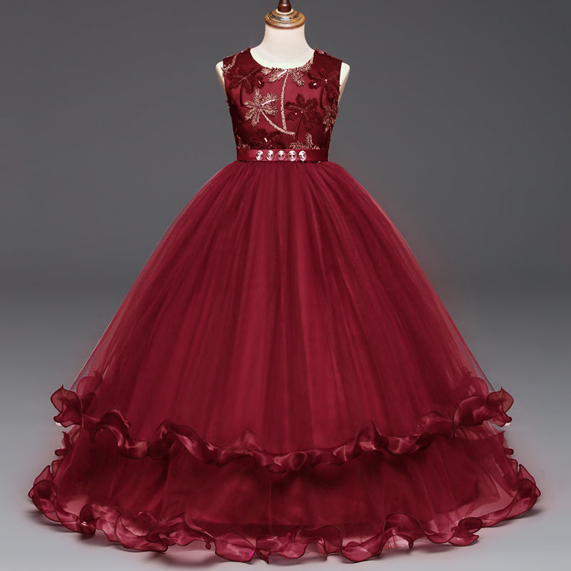 maroon gown for flower girl