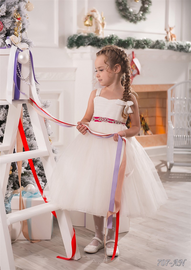 flower girl dress with red sash