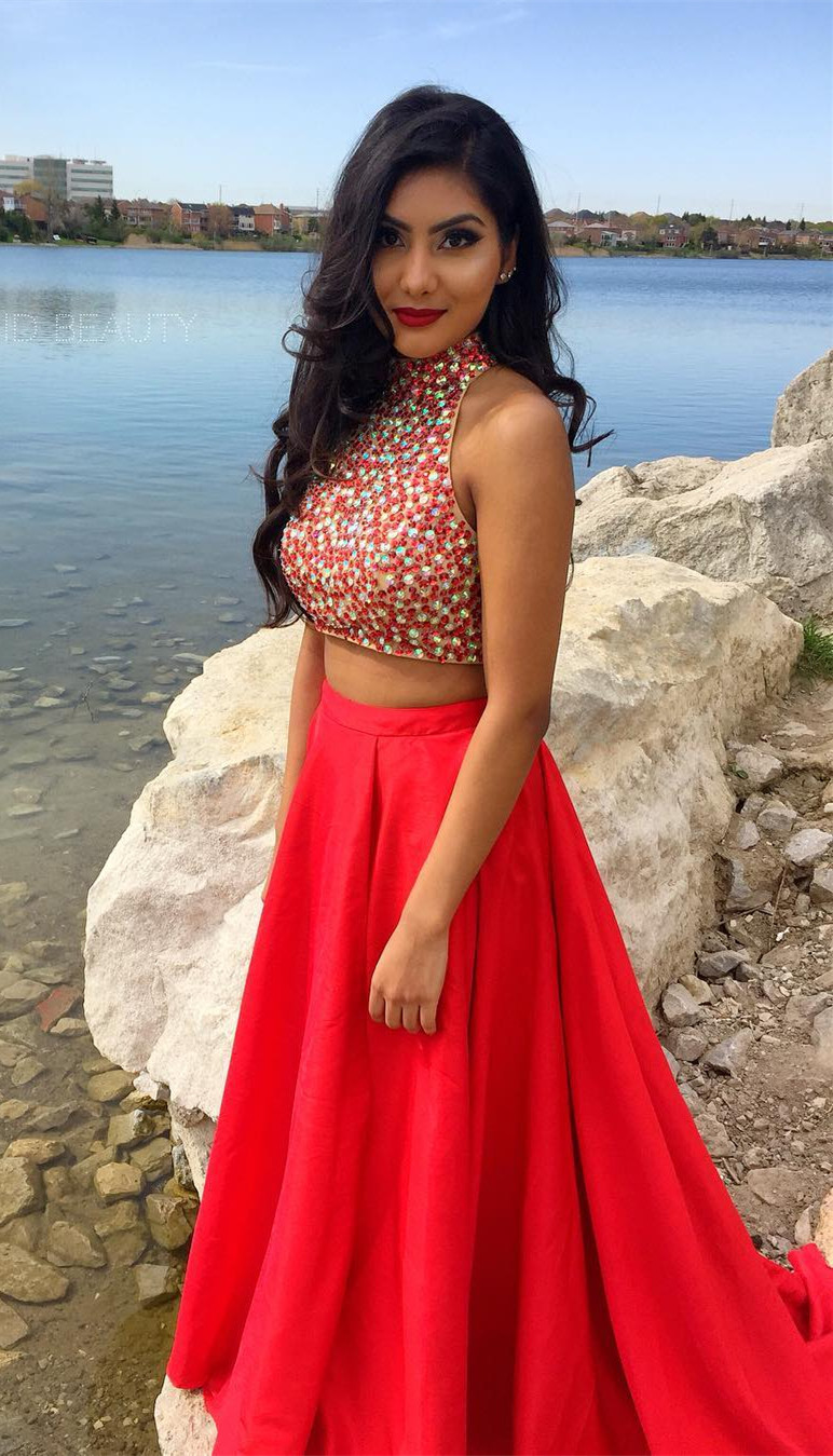 red formal two piece