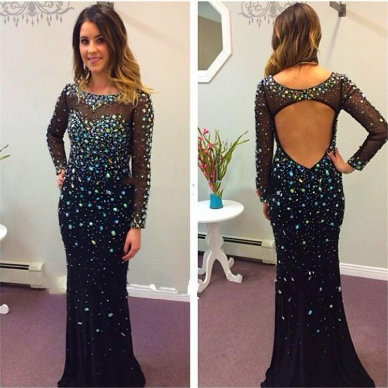 black rhinestone prom dress