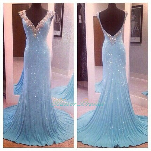 baby blue sequin prom dress
