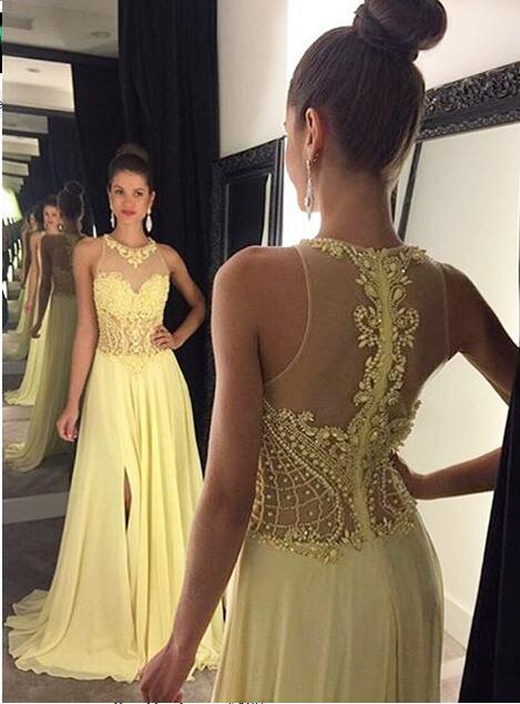 yellow sexy prom dresses