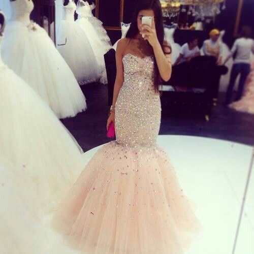 champagne fishtail prom dress