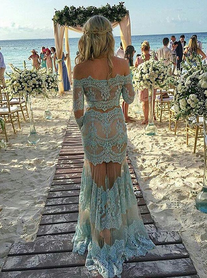 turquoise off the shoulder dress