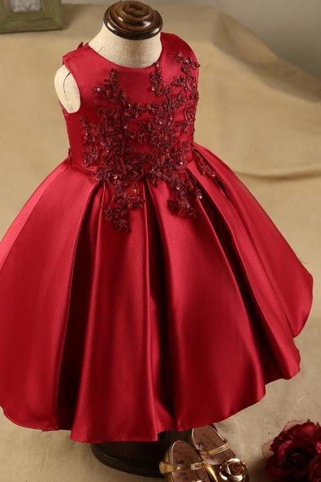 burgundy kids dress