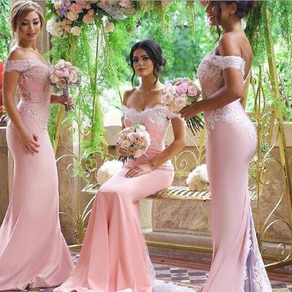 Pink Bridesmaid Dresses, 2017 Blush Pink Bridesmaid Dresses,Pink Wedding Dresses, Lace Prom Dress, Vestido Mae Da Noiva, Mermaid Formal Gowns,Pink Evening Dresses,Blush Pink Prom Dresses,Sexy Bridesmaid Dresses